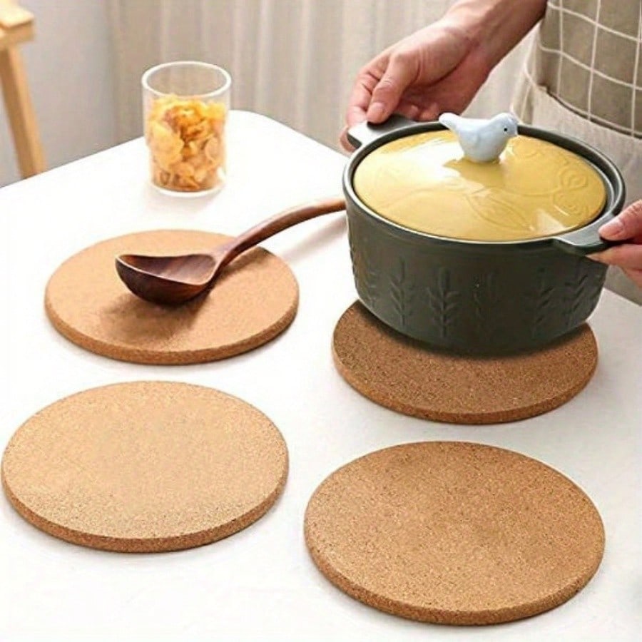 Home Cooking Dishes - 1pc Thick Round Soft Cork Trivet