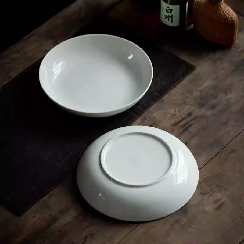 Home Cooking Meal - 9.6 Inch White Porcelain Deep Dinner