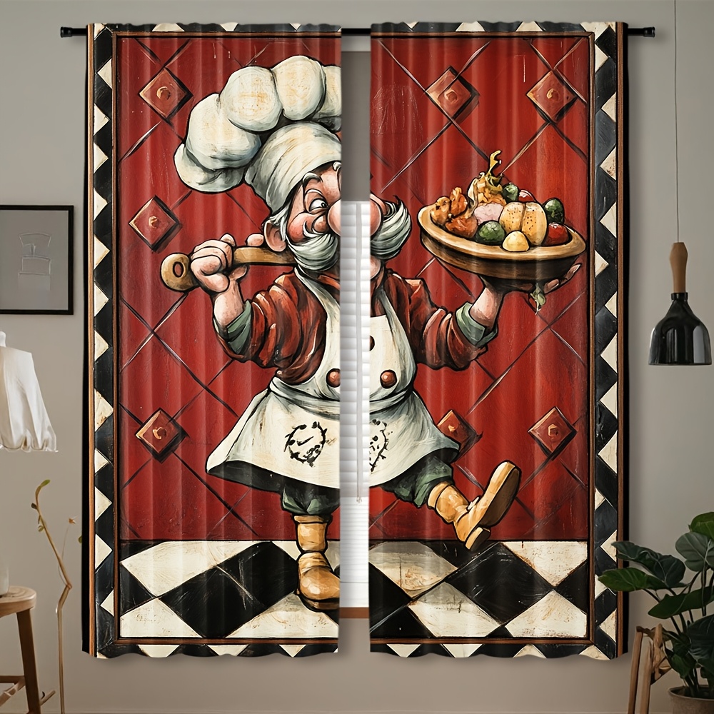 Novelty Chef Cartoon Curtains  - Home Cooking In French recensie en prijs