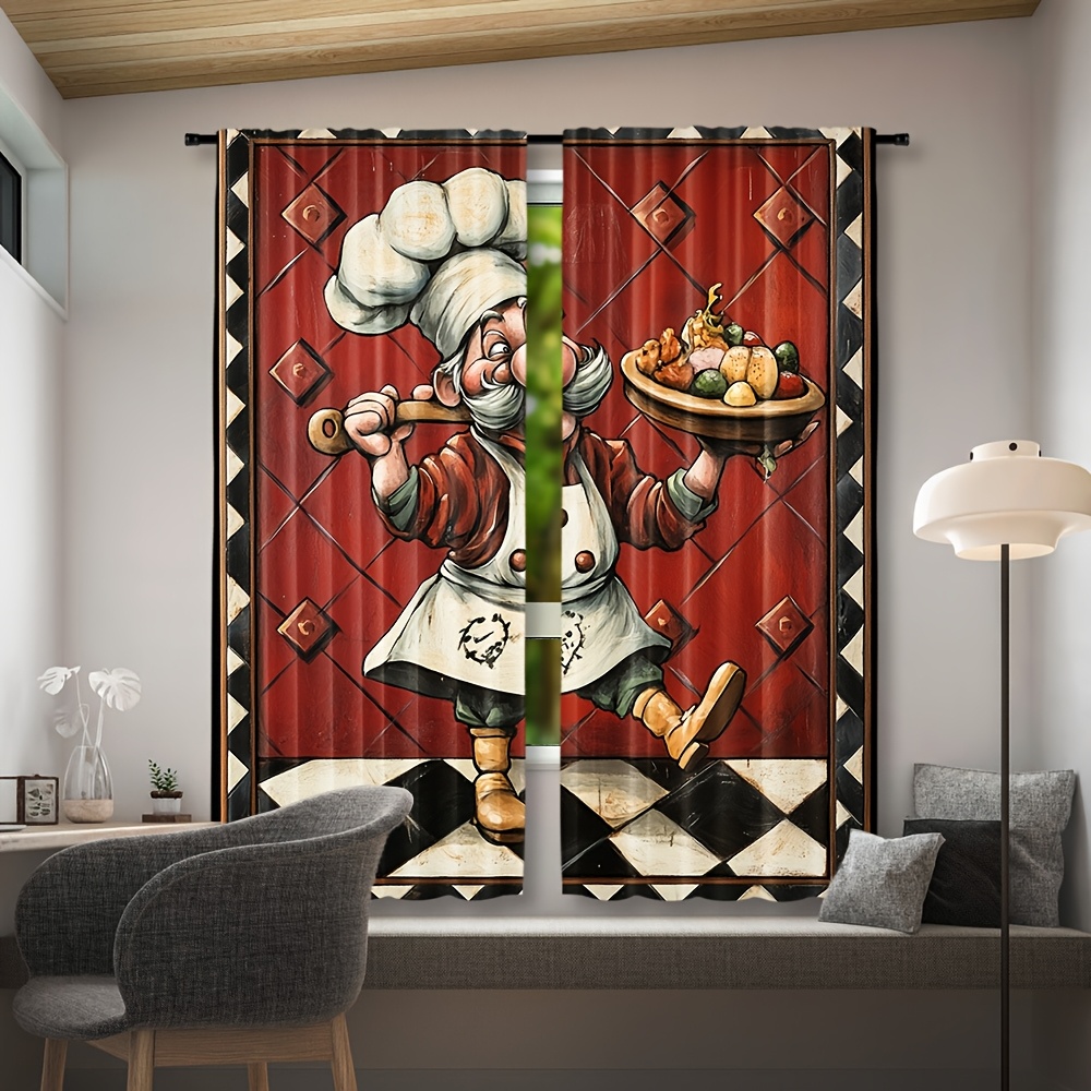 Novelty Chef Cartoon Curtains  - Home Cooking In French recensie en prijs