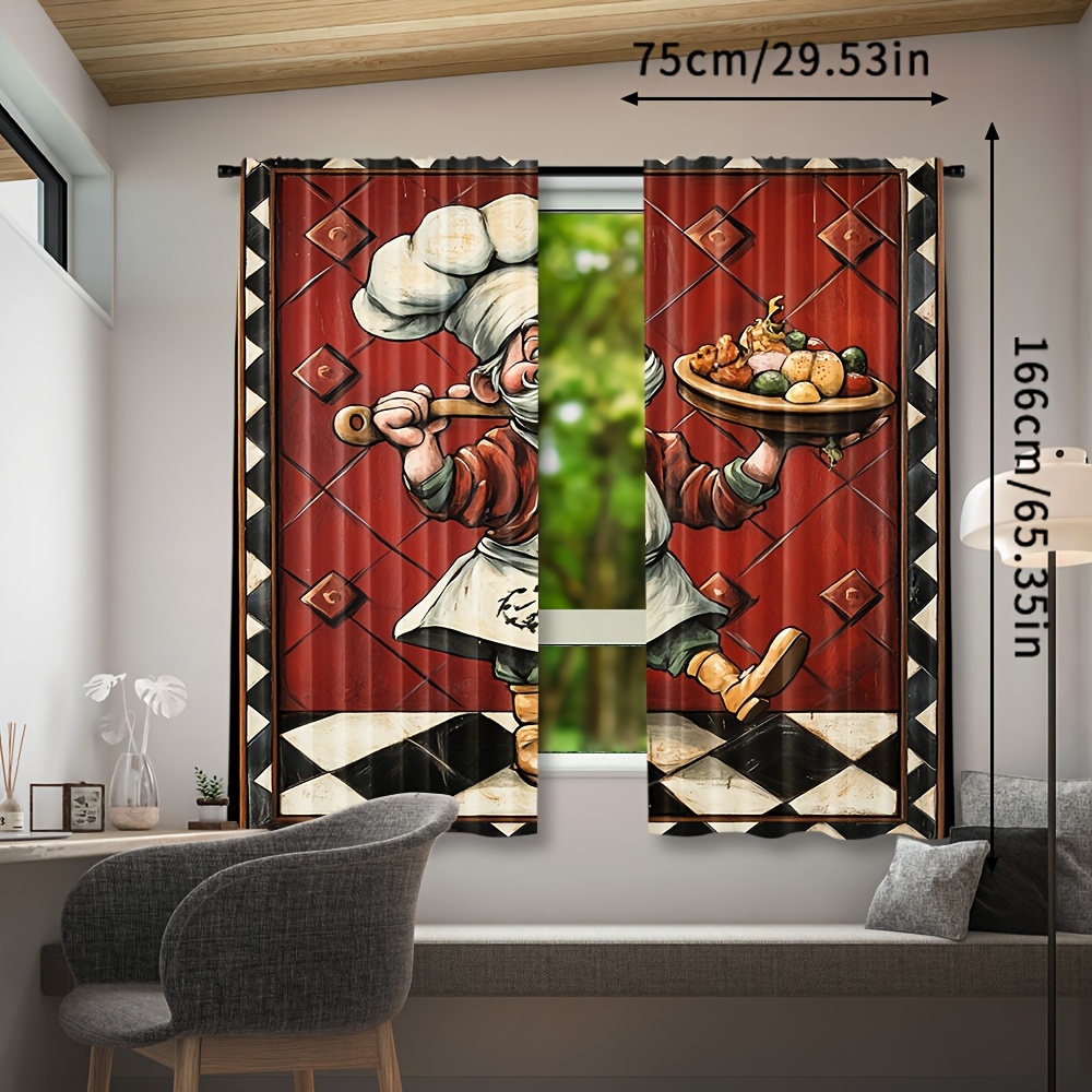 Novelty Chef Cartoon Curtains  - Home Cooking In French recensie en prijs