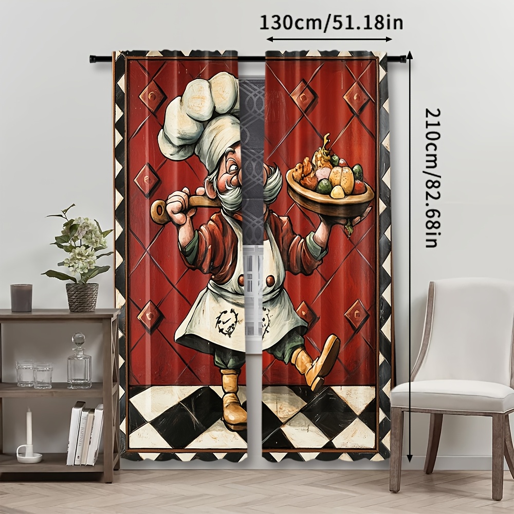 Novelty Chef Cartoon Curtains  - Home Cooking In French recensie en prijs