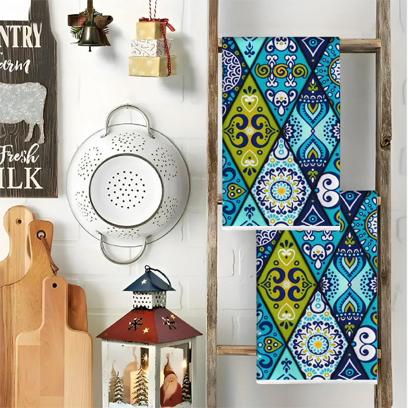 2Pcs, Blue-Green Mandala Kitch - Home Cooking Is The Best recensie en prijs