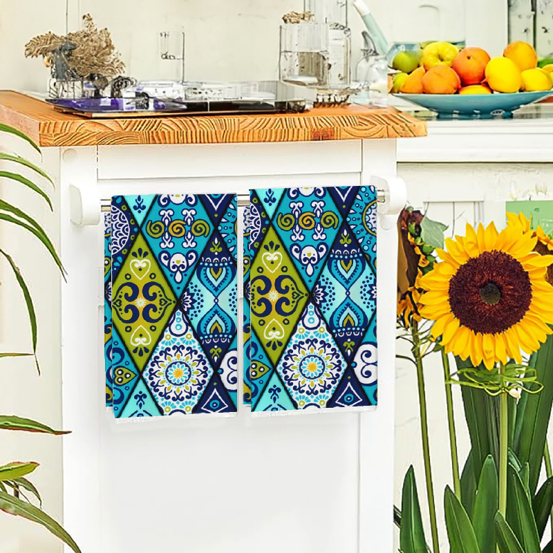 2Pcs, Blue-Green Mandala Kitch - Home Cooking Is The Best recensie en prijs