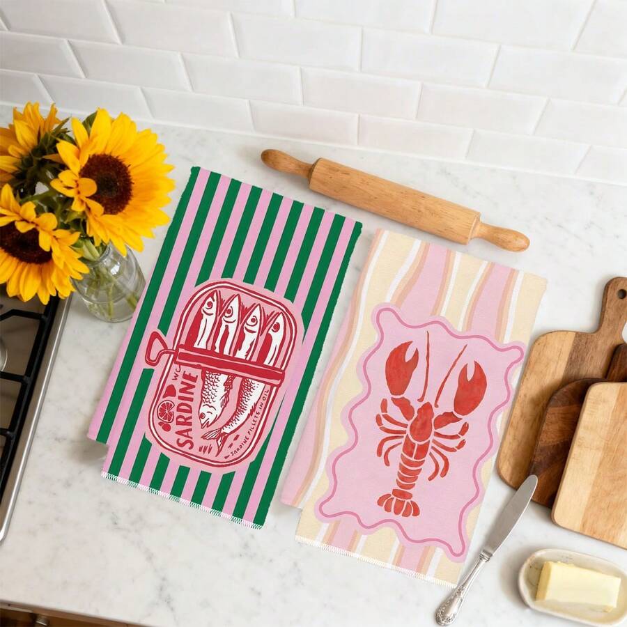 2Pcs, Pink and Green Striped S - Home Cooking Is The Best recensie en prijs