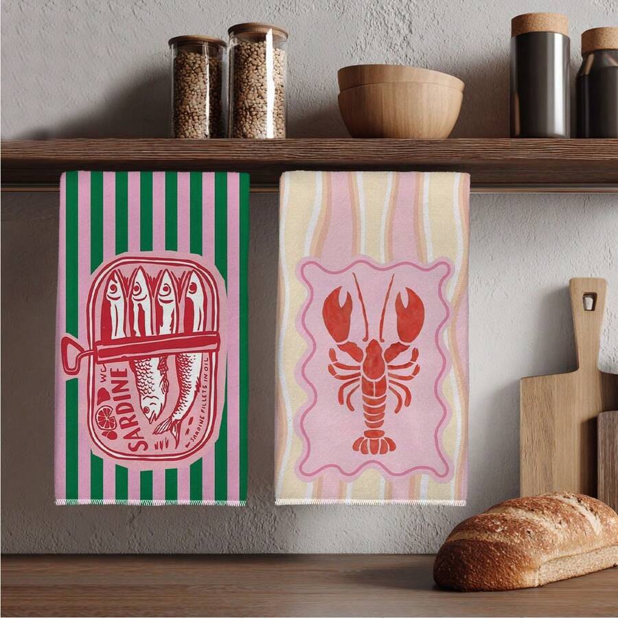 2Pcs, Pink and Green Striped S - Home Cooking Is The Best recensie en prijs