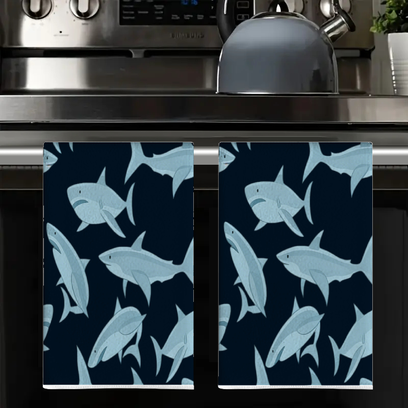 2Pcs, Deep Sea Blue Shark Patt - Home Cooking Is The Best recensie en prijs