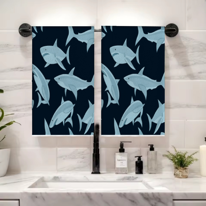 2Pcs, Deep Sea Blue Shark Patt - Home Cooking Is The Best recensie en prijs