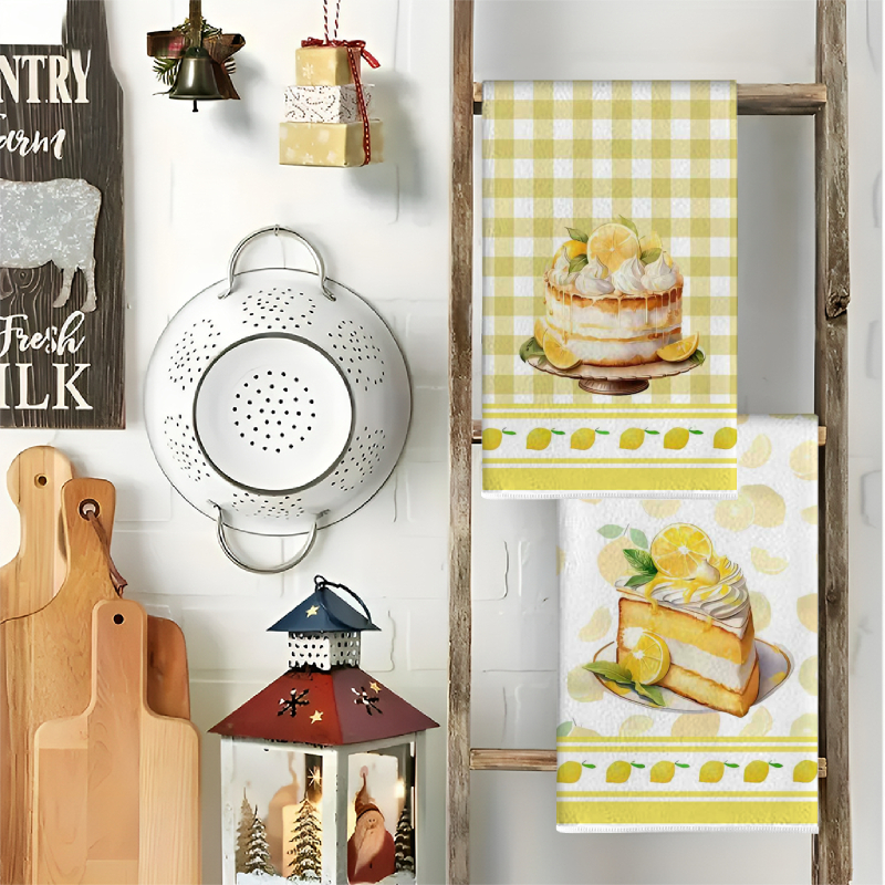 2Pcs, Yellow Kitchen Towels, 4 - Home Cooking Is The Best recensie en prijs