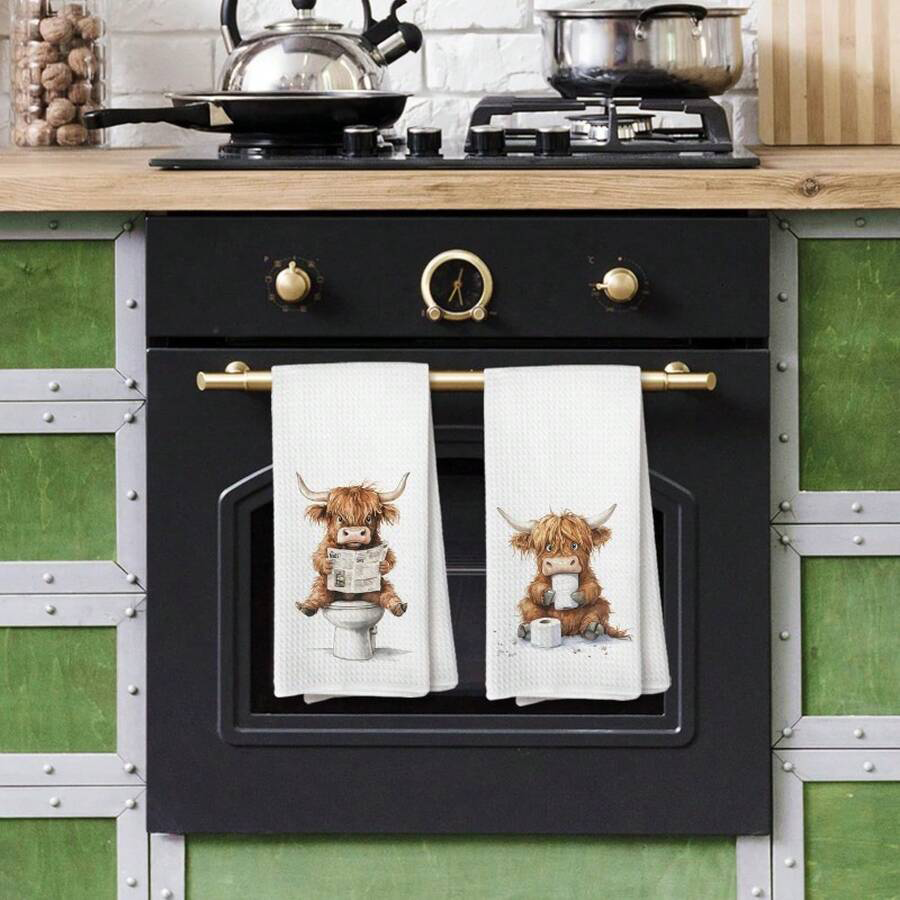 2Pcs, Newspaper Highland Cow K - Home Cooking Is The Best recensie en prijs