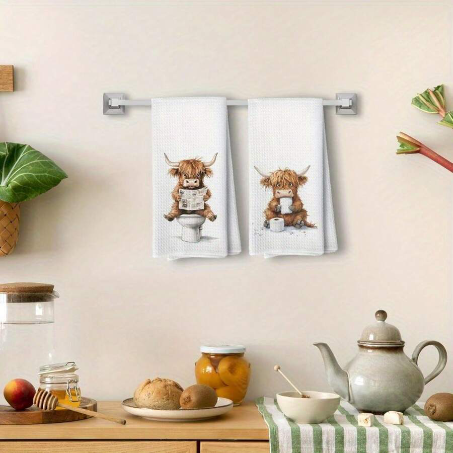 2Pcs, Newspaper Highland Cow K - Home Cooking Is The Best recensie en prijs